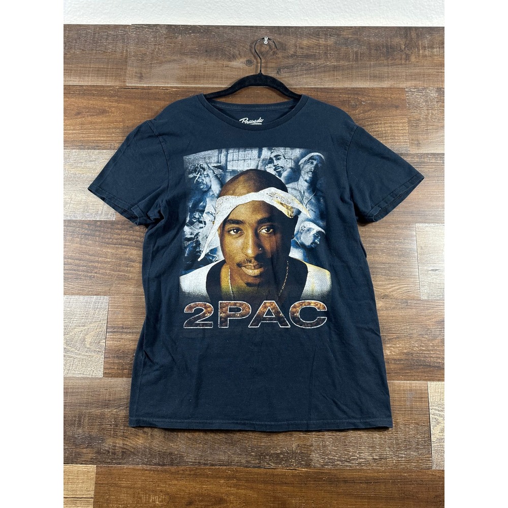 Bravado 2Pac Tupac Shakur Graphic T-Shirt Black Mens Medium 2016 Rap Tee